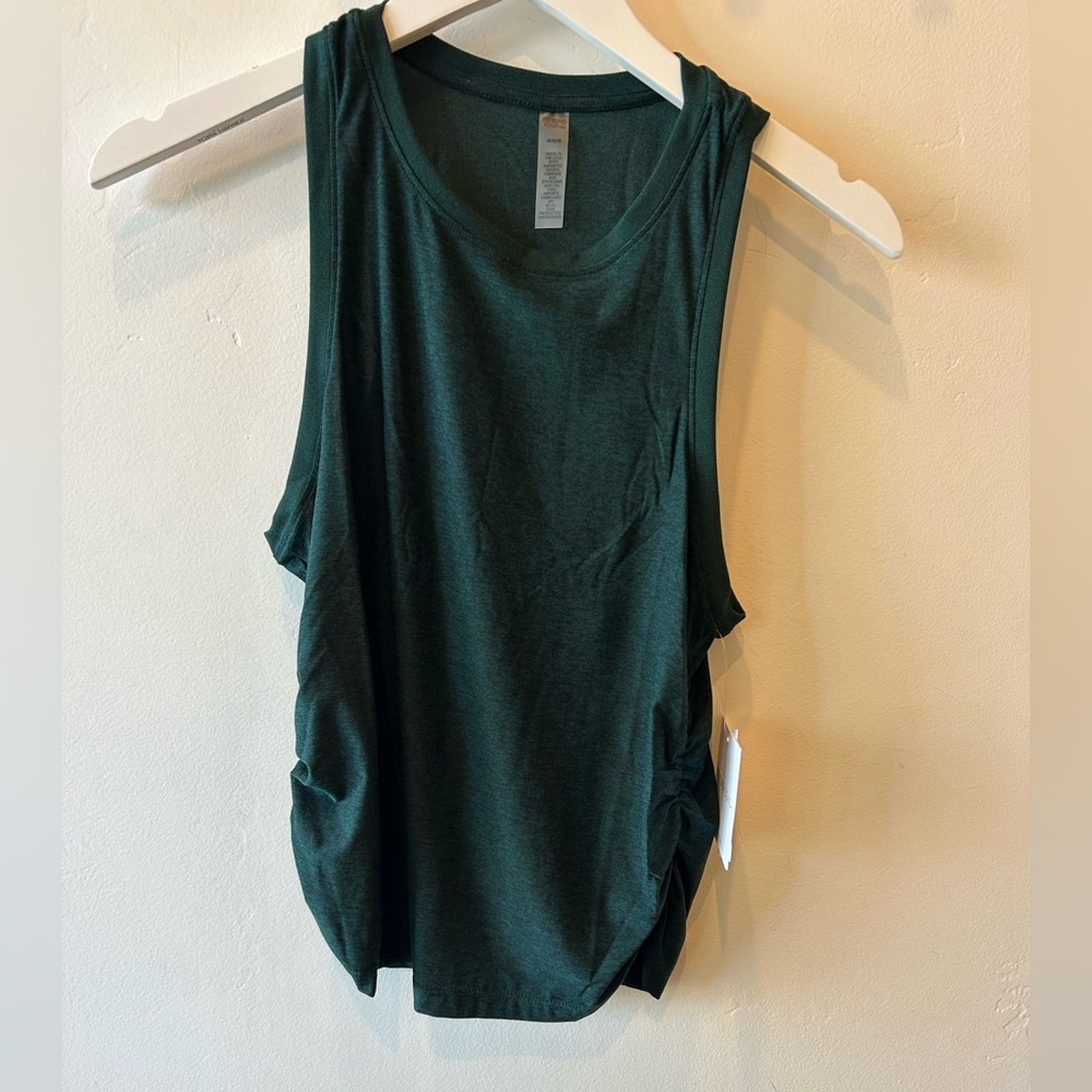 Beyond yoga space dye cinch-side tank, forest green NWT size M